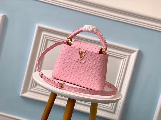 Best Quality Louis vuitton original Ostrich pattern CAPUCINES Mini M44611 Eau de Rose HY7454xb51