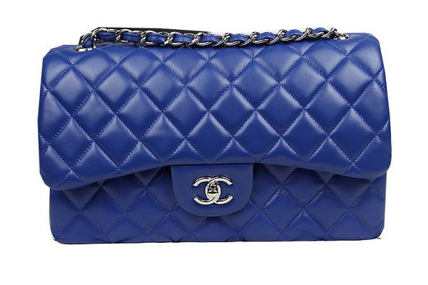 Best Replica Chanel Classic Flap Bag Blue Original Leather CF1113 Silver HY24288zU69