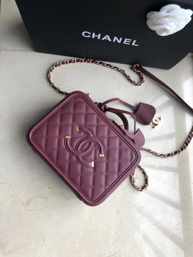 Best Replica Chanel Original Leather Medium Cosmetic Bag 93443 Wine HY16258zU69