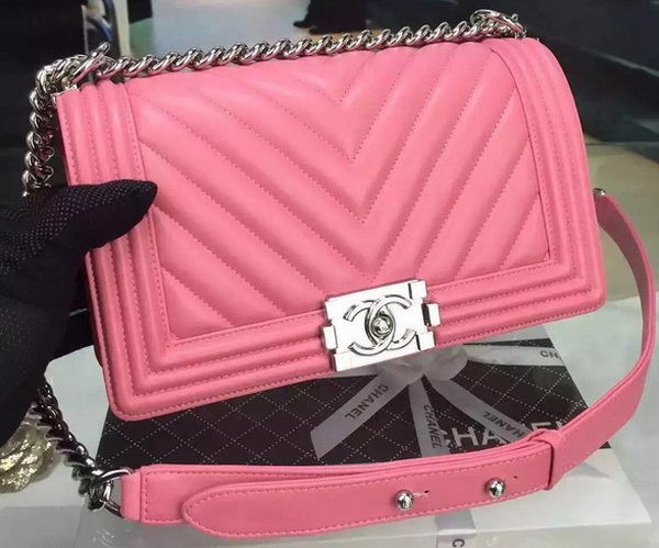Boy Chanel Flap Bag Original Chevron Nubuck Leather A5708 Rose HY24264Rc99