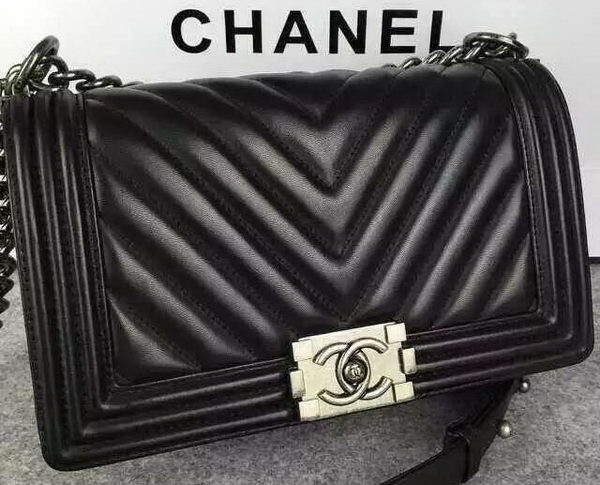 Boy Chanel Flap Bag Original Chevron Sheepskin Leather A5708 Black HY11400hc46