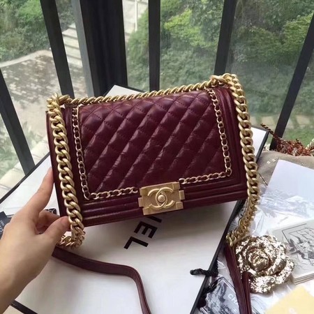 Boy Chanel Flap Bag Original Leather B67086 Wine HY15500nU55