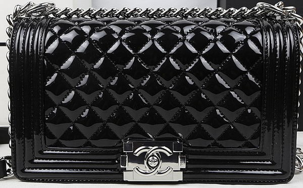 Boy Chanel Flap Bag Original Pearly Patent Leather A67025 Black HY23952Is53