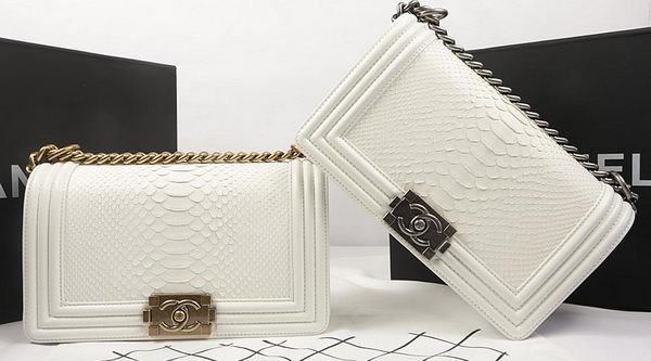 Boy Chanel Flap Bag Original Python Leather A67025 OffWhite HY14028Ri95