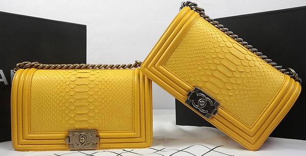 Boy Chanel Flap Bag Original Python Leather A67025 Yellow HY21332wv88