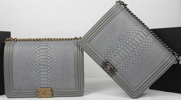 Boy Chanel Flap Bag Original Python Leather A67087 Grey HY9604CD62