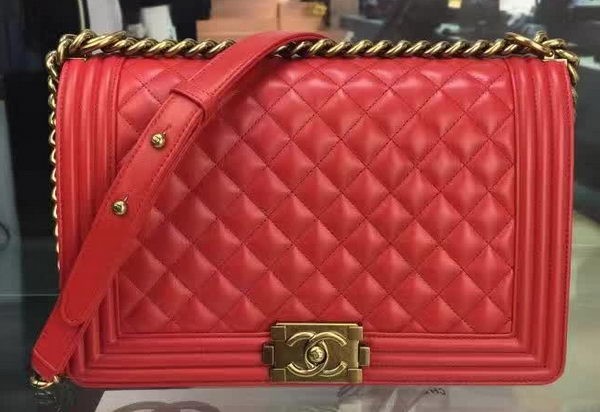 Boy Chanel Flap Bag Red Original Sheepskin Leather A67088 Gold HY20389Oq54