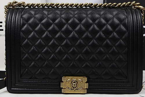 Boy Chanel Flap Bags Original Black Cannage Pattern A67088 Gold HY1464Yv36