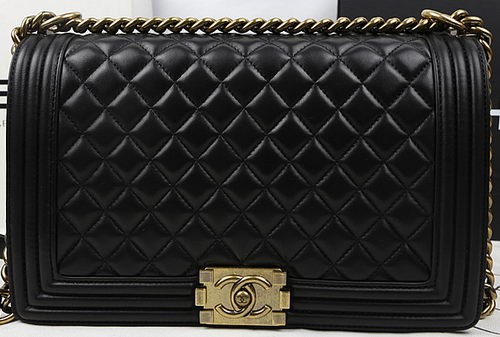 Boy Chanel Flap Bags Original Black Sheepskin Leather A67088 Gold HY19968uU16