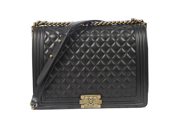 Boy Chanel Flap Shoulder Bag Black Original Sheepskin A67087 Brass HY21835fw56