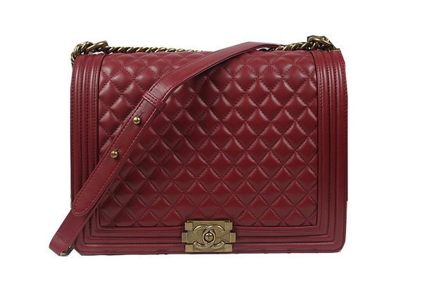 Boy Chanel Flap Shoulder Bag Burgundy Original Sheepskin A67087 Brass HY2002xh67