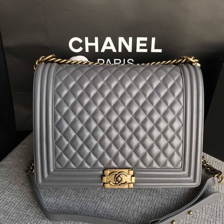 Boy Chanel Flap Shoulder Bag Grey Original Sheepskin Leather A67087 Gold HY9877vX33