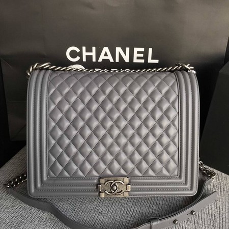 Boy Chanel Flap Shoulder Bag Grey Original Sheepskin Leather A67087 Silver HY16751xa43