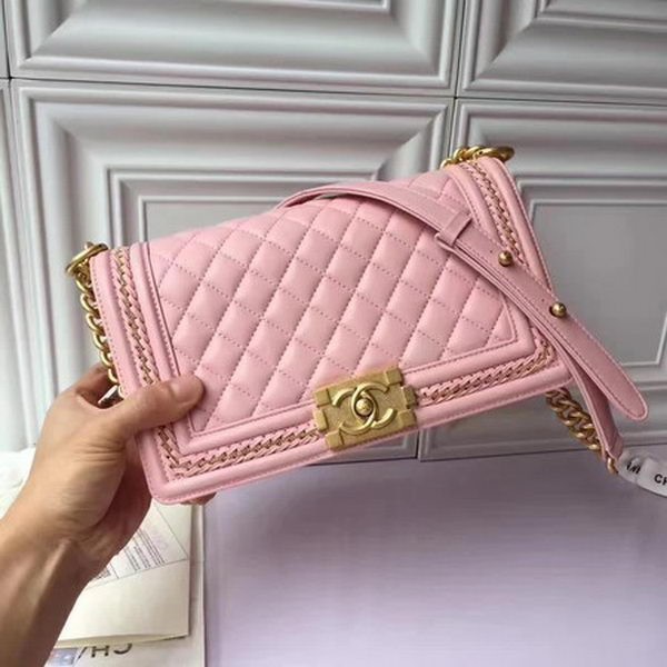 Boy Chanel Flap Shoulder Bag Original Sheepskin Leather A67086 Pink HY12186HW50