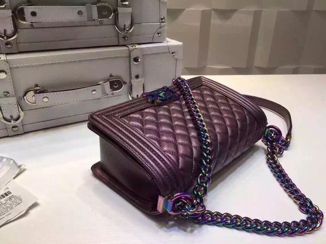Boy Chanel Flap Shoulder Bag Purple Original Cannage Pattern A67086 Purple HY17878Pf97