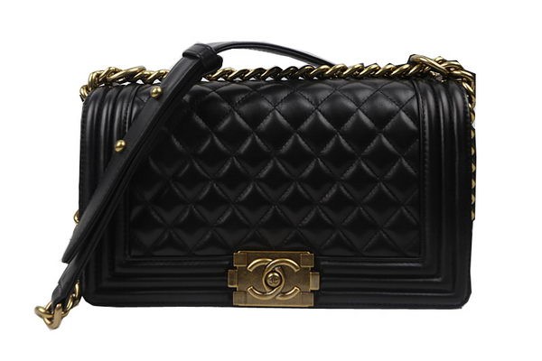 Boy Chanel Flap Shoulder Bags Black Original Sheepskin A67025 Gold HY17608vX95