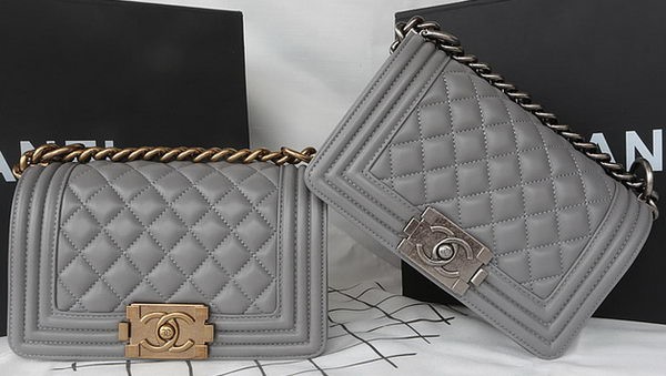 Boy Chanel mini Flap Bag Original Sheepskin A67085 Grey HY11554Yo25