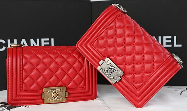 Boy Chanel mini Flap Bag Original Sheepskin A67085 Red HY26604Oj66