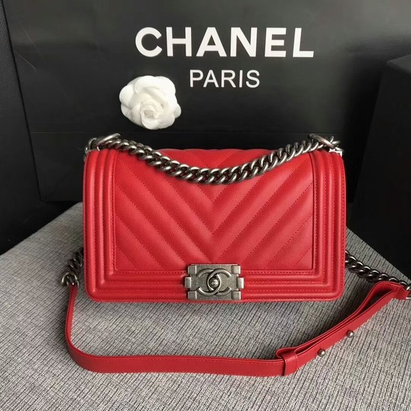 Boy Chanel Original Chevron Leather 67086 Red HY9390fr81