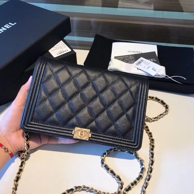 BOY CHANEL Original Wallet on Chain A80287 black HY6466JD63