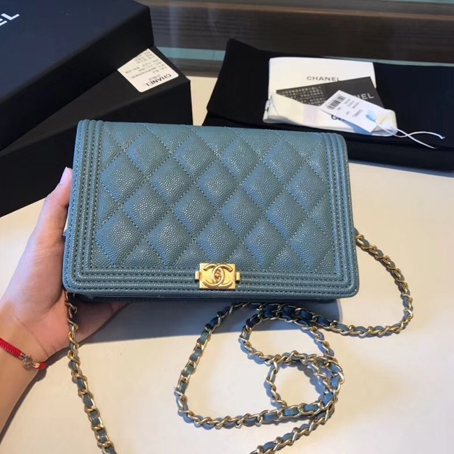 BOY CHANEL Original Wallet on Chain A80287 blue HY11093iZ66