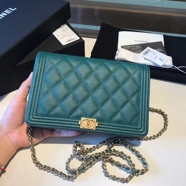 BOY CHANEL Original Wallet on Chain A80287 green HY10317Il41