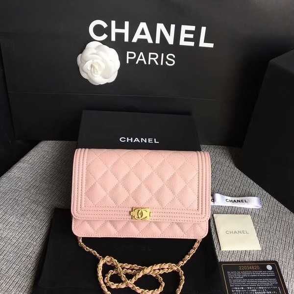 Boy Chanel WOC Flap Bag Original Calfskin Leather CHA6040 Pink HY17798cP15