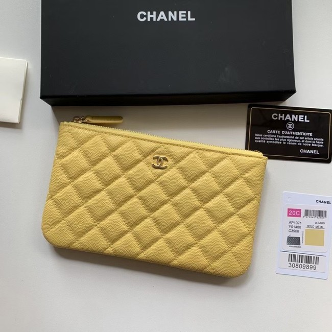 CHANEL 19 Caviar Original Leather Carry on bag AP1060 yellow HY15956JD63