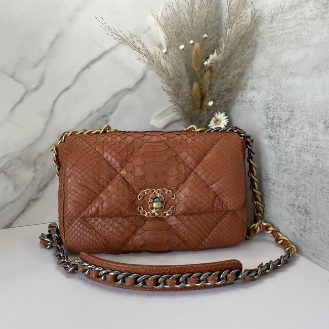 CHANEL 19 Flap Bag Original Snake skin flap bag AS1160 Camel HY9252TL77
