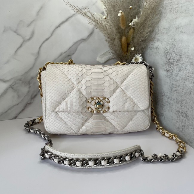 CHANEL 19 Flap Bag Original Snake skin flap bag AS1160 Cream HY20728Ty85