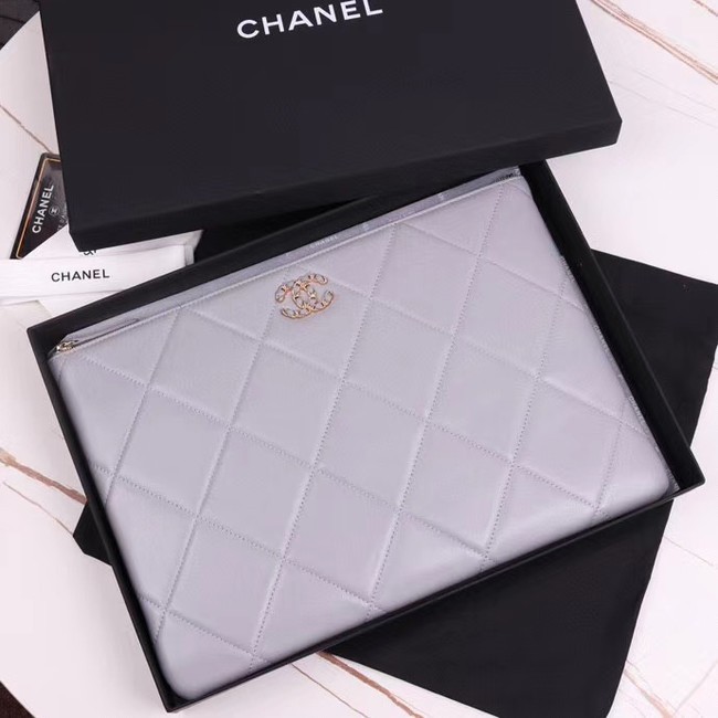 CHANEL 19 Sheepskin Original Leather Carry on bag AP0952 grey HY25830TV86
