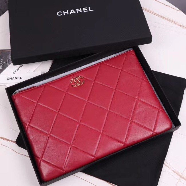 CHANEL 19 Sheepskin Original Leather Carry on bag AP0952 red HY9405TV86