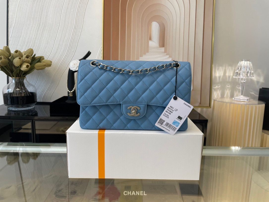 Chanel 2.55 Original Leather Flap Bag 1112 Light Blue with Silver Hardware HY20098SS41