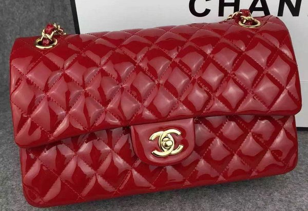 Chanel 2.55 Series Double Flap Bag Red Original Patent Leather CF7024 Gold HY5713ER88