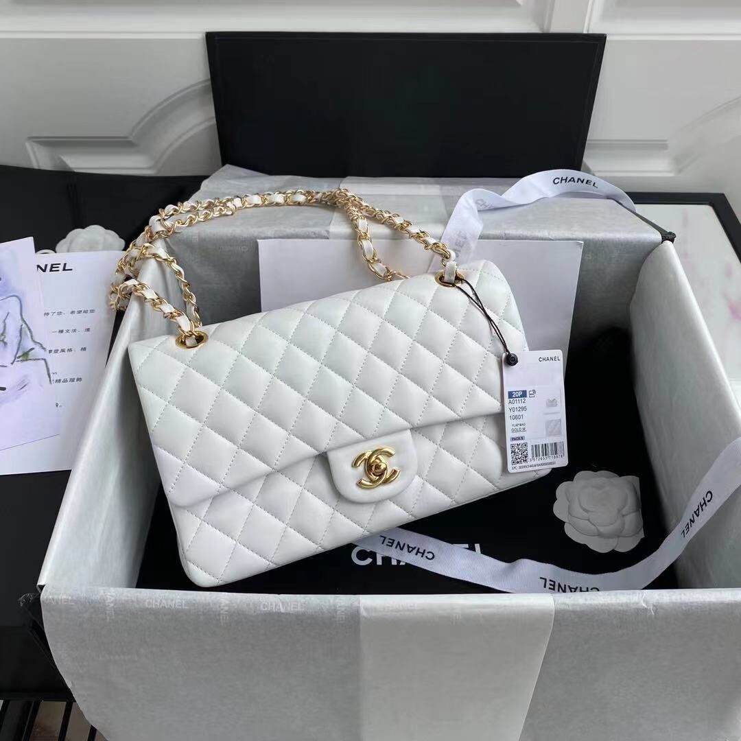 Chanel 2.55 Series Flap Bag Original Sheepskin Leather A1112 White HY13040fr81
