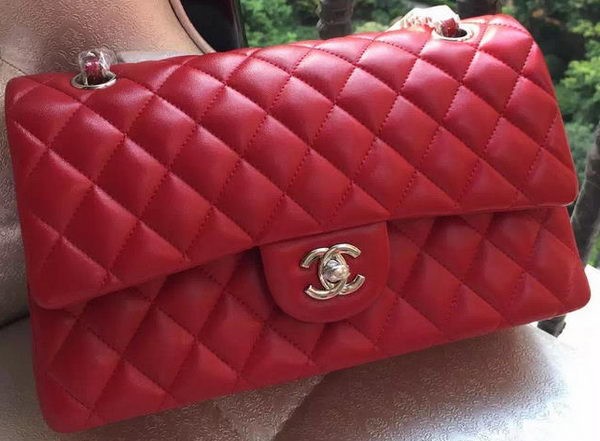 Chanel 2.55 Series Flap Bag Red Original Leather A01112 Silver HY8255KX86