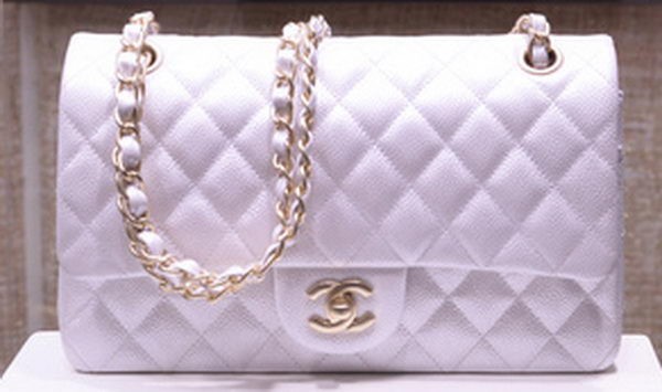 Chanel 2.55 Series Flap Bag Silver Original Caviar Leather A1112 Gold HY306OG45