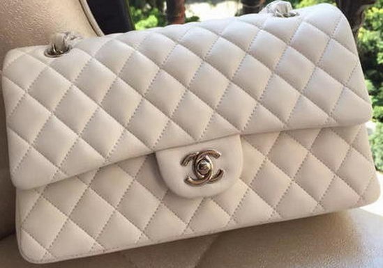 Chanel 2.55 Series Flap Bag White Original Leather A01112 Silver HY6334uZ84