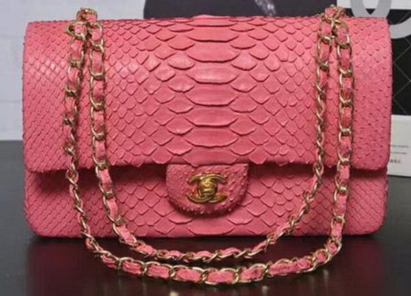 Chanel 2.55 Series Flap Bags Pink Original Python Leather A1112SA Gold HY22800nU55