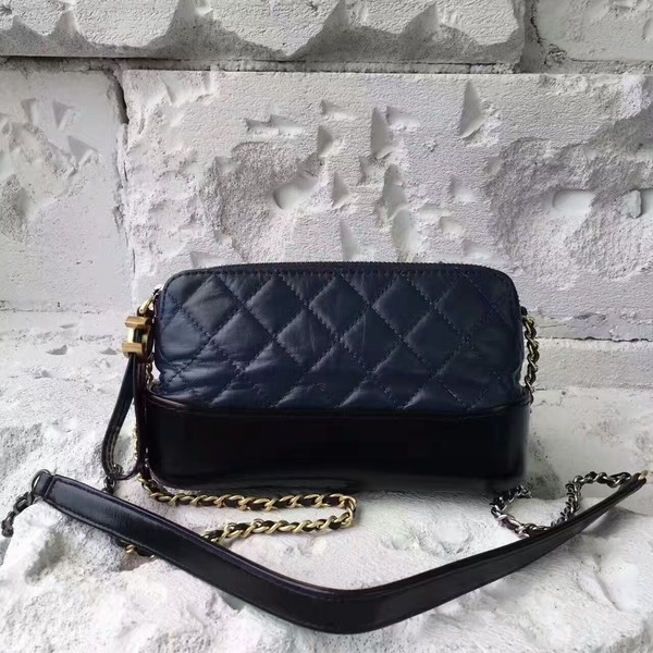 Chanel 2017 Gabrielle Original Leather Shoulder Bag 17817 Dark Blue HY22114Kf26