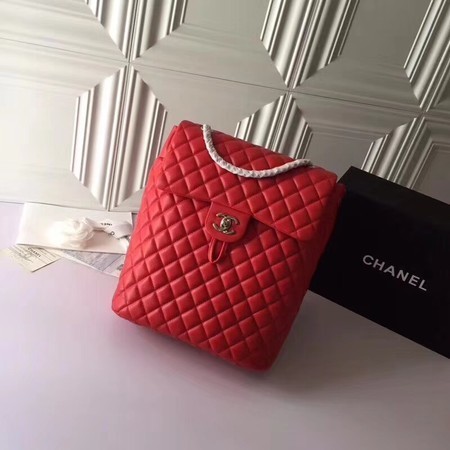 Chanel Backpack Original Sheepskin Leather 91122 Red HY25900Mn81