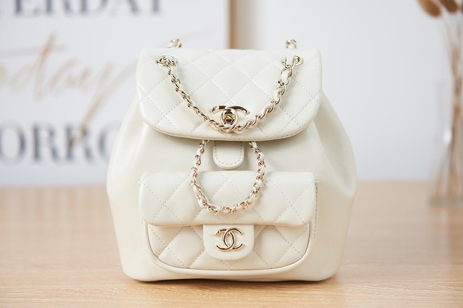Chanel Backpack Sheepskin Original Leather AS2908 white HY1479mV18