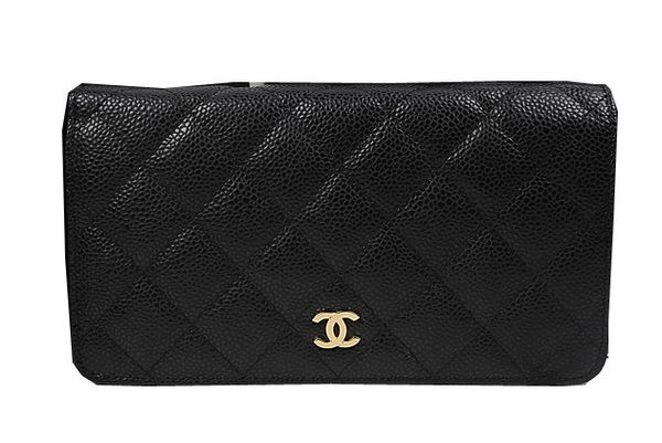 Chanel Bi-Fold Wallet Black Original Cannage Pattern A31509 Gold HY10801mm78