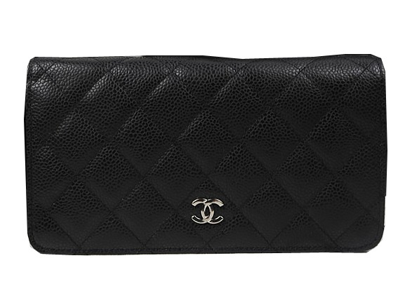 Chanel Bi-Fold Wallet Black Original Cannage Pattern A31509 Silver HY26679Hn31