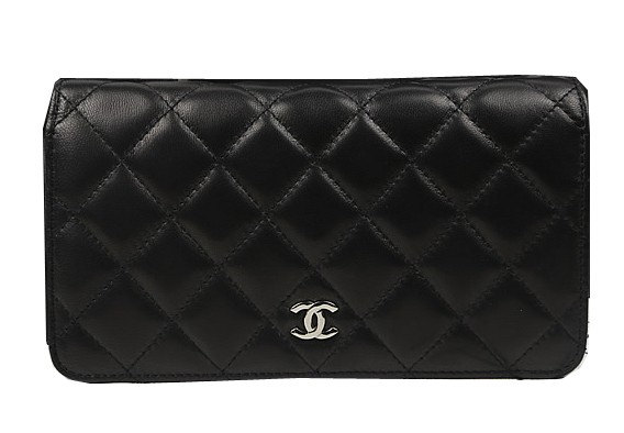 Chanel Bi-Fold Wallet Black Original Sheepskin A31509 Silver HY12289KX22