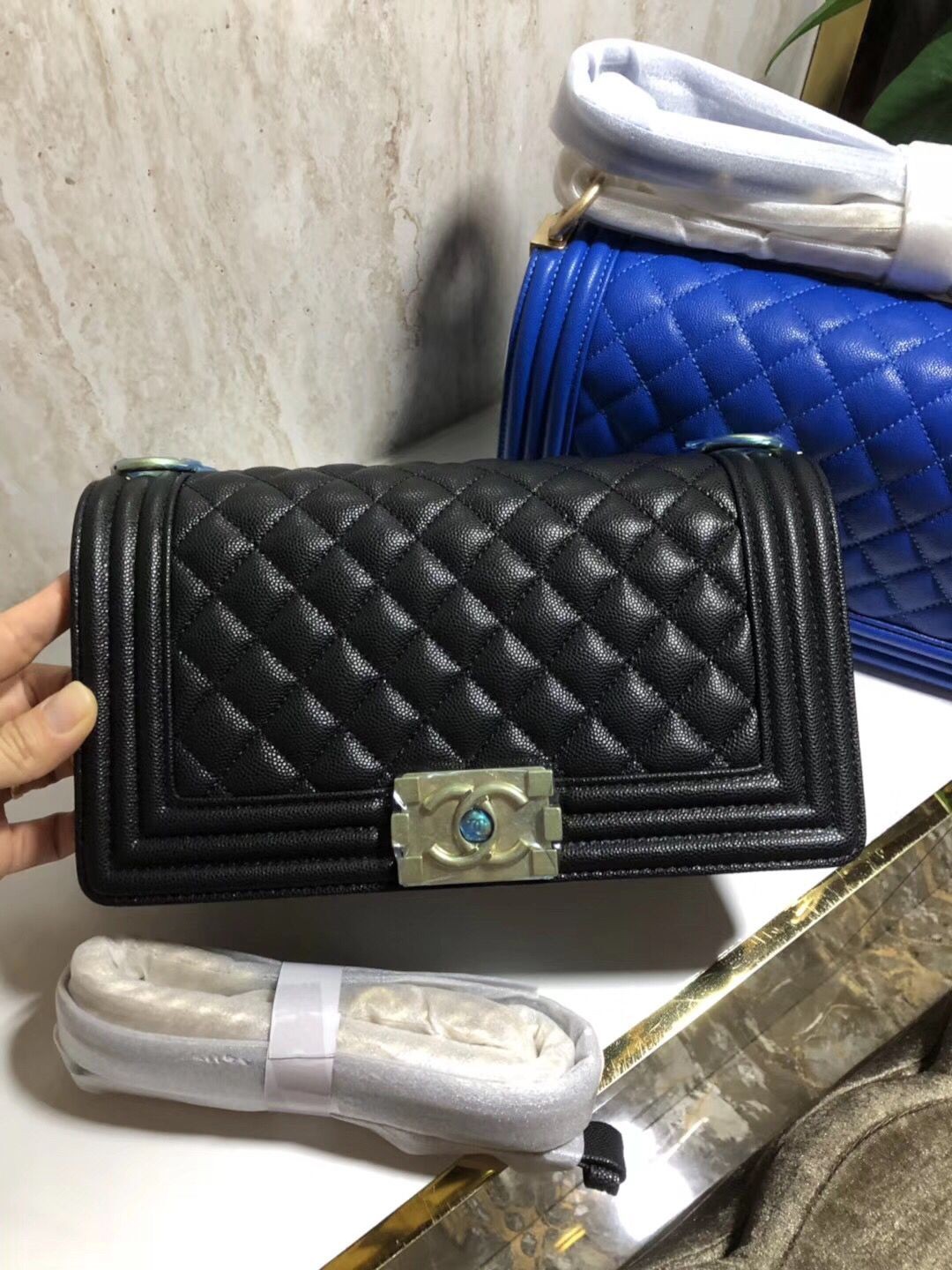 Chanel Boy Flap Original Caviar Leather Shoulder Black Bag A67086 HY22596uT54