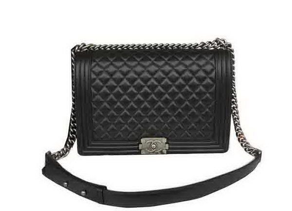 Chanel Boy Flap Shoulder Bag Original Black Sheepskin Leather A67087 Silver HY1820Jz48