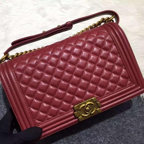 Chanel Boy Flap Shoulder Bag Original Sheepskin Leather A67088 Burgundy HY2346ea89