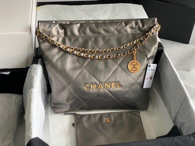 Chanel Calf leather shopping bag AS3261 silver grey HY11921Cw85