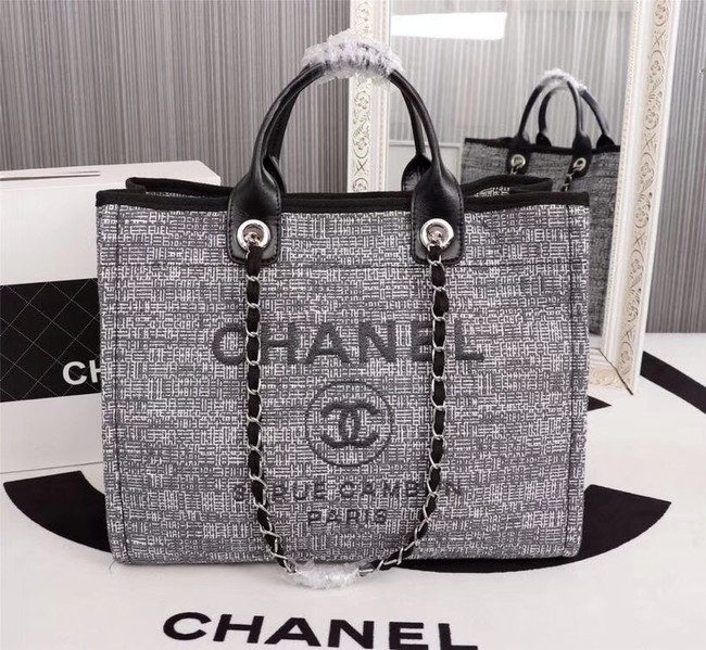 Chanel Canvas Tote Shopping Bag 8099 grey HY24379Gw67
